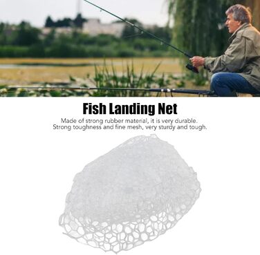 Рибальська сітка, запасна рибальська сітка 44 x 47 см, вбудована, м&39яка, гнучка, складна, без ручки, білий гумовий підсак для прісноводної та морської риболовлі