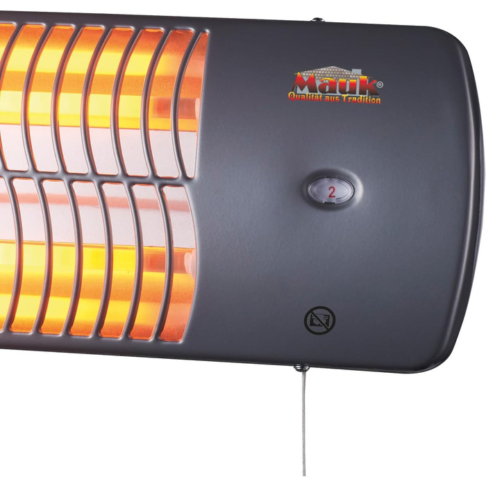 Інфрачервоний обігрівач MAUK з кварцовими трубками, 2 режими нагріву - 1200 Вт Плоский обігрівач з настінним кріпленням, шнуром та регульованим кутом нахилу