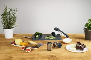 Барабанна терка Fackelmann 27911, нержавіюча сталь 18/8, білий, сріблястий і синій, 210,5X10CM Терка для барабанів білий/синьо-сірий