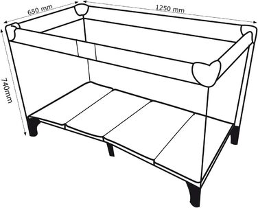 Складане дитяче ліжечко-переноска PR-803 з сумкою та боковим входом, підходить для немовлят та малюків, 2 колеса, 125x65x74 см (сіре)