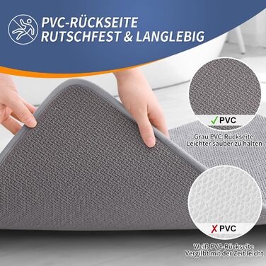 Килимок для ванної кімнати Homaxy з піни з ефектом пам&39яті, м&39який килимок для ванної, нековзний, можна прати, товстий килимок для ванної, абсорбуючий килимок для ванної, килимок для душу для ванної кімнати - 40x60 см, сірий