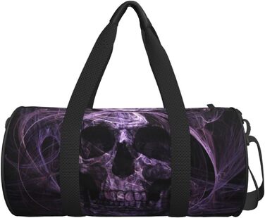 Дорожня сумка Тропічний пляж пальми, захід сонця, кругла форма, велика місткість, легка та міцна, ідеальний подарунок для подорожей, відпустки, ділових поїздок та іншого. Дизайн фіолетовий череп, універсальний розмір.