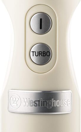 Ручний блендер Westinghouse Retro, 4 режими швидкості, функція турбо, 2 леза-крила, нержавіюча сталь, ергономічна ручка, знімна штанга, мішок для зберігання, 600 Вт, білий