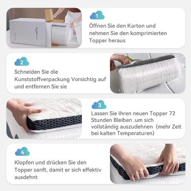 Наматрацник Storeo Basics Comfort з піни з ефектом пам&39яті, плюшевий, 180 x 200 см, висота 7 см, білий 180 x 200 x 7 см