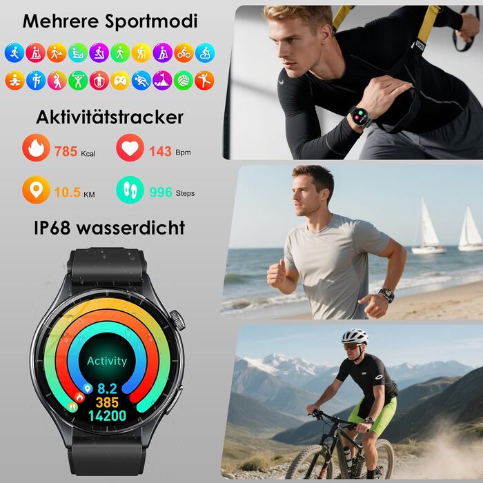 Новий смарт-годинник 2026 року для чоловіків з ЕКГ/монітором батареї/ІМТ/ВСР/сечовою кислотою/світлодіодним підсвічуванням, круглий AMOLED-годинник 1,56 дюйма з 24-годинним монітором артеріального тиску/SpO2/пульсометром, монітором сну/апное, екстреним ви