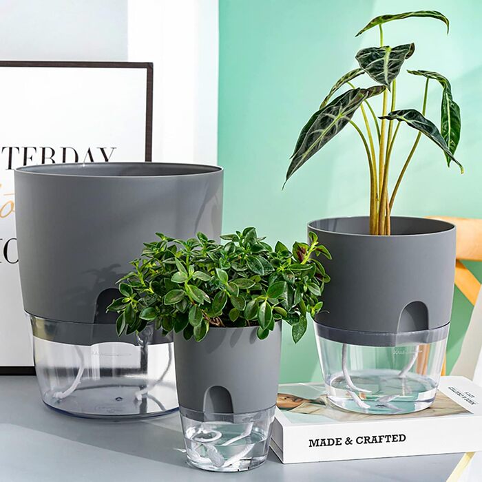 Горщик для квітів з системою поливу, горщик для трав кухонний набір підвіконня самополиваючий-5er Набір трав'яний сад для кухні, 1