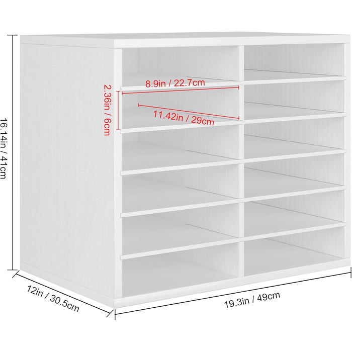 Дерев&39яний настільний органайзер з 12 відділеннями, настільний органайзер для файлів, штабелюваний лоток для файлів A4, лоток для офісних листів, підтримка чистоти на робочому столі, білий