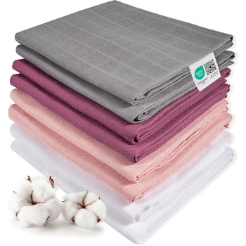 Набір дитячих муслінових пелюшок Makian 8 шт. 80x80 см - серветки для відрижки/марлеві серветки подвійного плетіння, м'які 100 бав