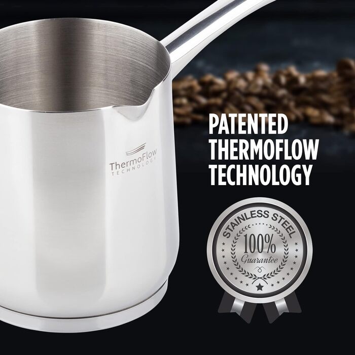 Індукційний горщик Moka з нержавіючої сталі ROSMARINO, 700 мл, сучасний турецький кавник Cezve з 3-шаровою сталевою основою, підхо