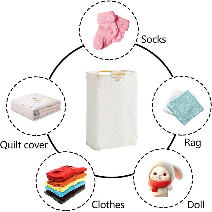 Кошик для білизни Fousenuk складний тканий оксфордська тканина білий 395327 см, Кошик для білизни складний кошик для білизни з руч