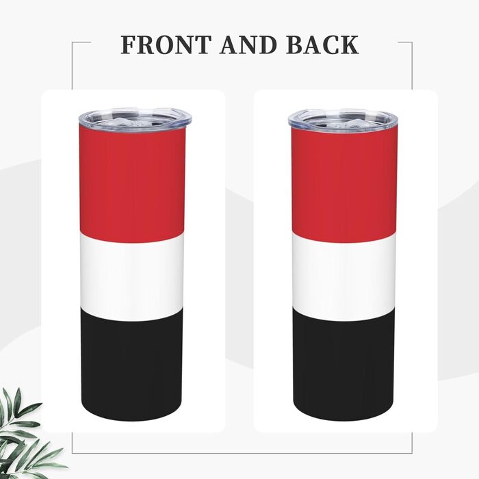 Кухоль з прямою трубочкою, принт єменського прапора, дорожній кухоль, підходить для кемпінгу, офісу та дому, 590 мл