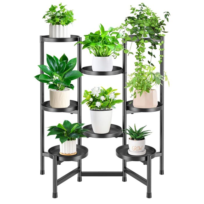 Рівнева металева підставка для рослин, підставка для квіткових горщиків, квітковий табурет для використання в приміщенні та на вулиці, полиця для квітів, балконна стійка для рослин, декоративна підставка для рослин для використання в приміщенні та на вули