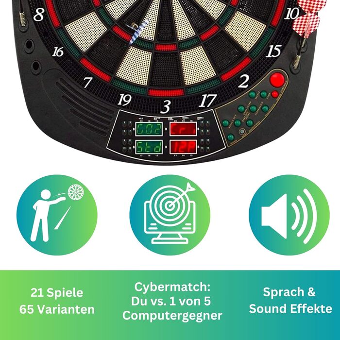 Найкращий спортивний електронний дартс у Ковентрі Електронний дартс зі світлодіодними дисплеями Електронний дартс з 12 дартсами та запасними наконечниками Високоякісний дартс-машина для 16 гравців