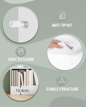 Книжкова полиця Hzuaneri, з 7 полицями, полиця для зберігання, окремостояча полиця, для вітальні, офісу, спальні, 24 x 80 x 199 см, білий BC32803 шт. Білий 24 x 80 x 199 см