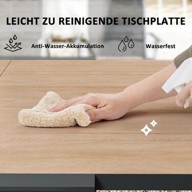 Розсувний садовий стіл Outsunny, алюміній, 80/160x80 см, водонепроникний, нековзний, фуршетний стіл, кемпінговий стіл на 6 осіб, стіл для патіо, обідній стіл на вулиці для саду, тераси, балкона, натуральне дерево