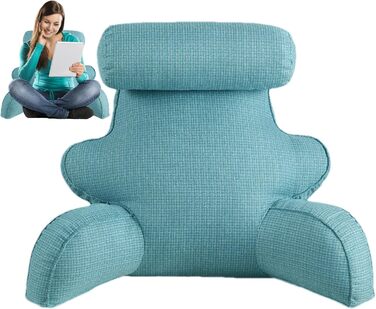 Подушка для читання для ліжка велика подушка з підлокітниками Подушка для ліжка, підтримка спини, підтримка ліжка довга подушка для голови, підтримка спини, підтримка спини сидіння, підтримуюча подушка, синя