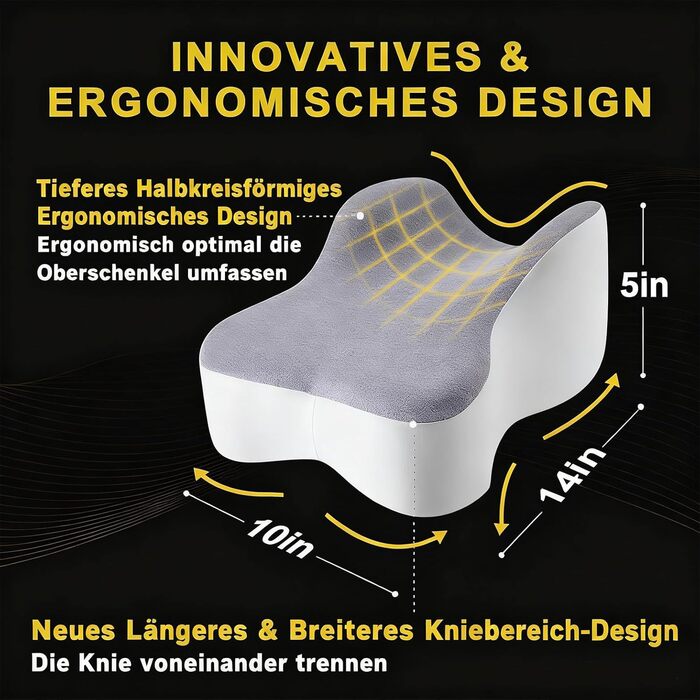 Універсальна подушка для колін для тих, хто спить на боці ергономічна подушка для ніг з подовженою конструкцією, підтримує стегна та коліна, підвищує комфорт сну, зі знімним чохлом, який можна прати