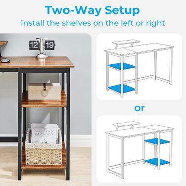 Невеликий офісний стіл з місцем для зберігання, 100 см Невеликий ПК-стіл з підставкою для монітора для домашнього офісу, горіх 100 x 50 см Горіх