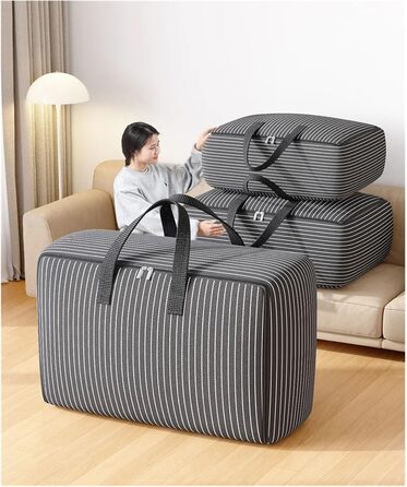 Велика місткість сумки для зберігання одягу, складна ковдра, контейнер для організації спальні, шафа (чорний-L), 3 шт.