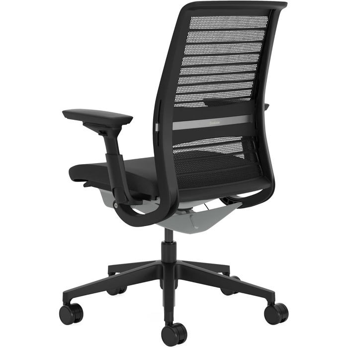 Ергономічне офісне крісло Steelcase Think з поперековою опорою LiveBack, підлокітниками 4D, екологічний дизайн, чорне, один розмір