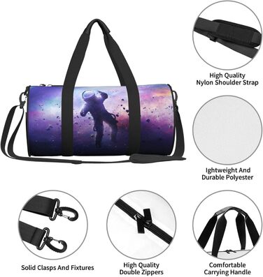 Спортивна сумка для подорожей, сумка-дорожня, з принтом космонавта, на нічліг, чорна, універсальний розмір, дорожня сумка
