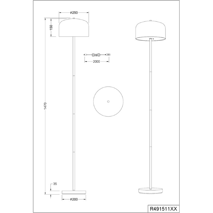 Стійка LED-лампа на акумуляторі Reality Jeff R49151132, матовий чорний метал, з LED-лампою 2.5 Вт