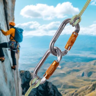 Карабіни для скелелазіння, карабіни з алюмінієвого сплаву для гамаків, гойдалок, кемпінгу, риболовлі, туристичного спорядження, 27KN - 4 шт. у упаковці