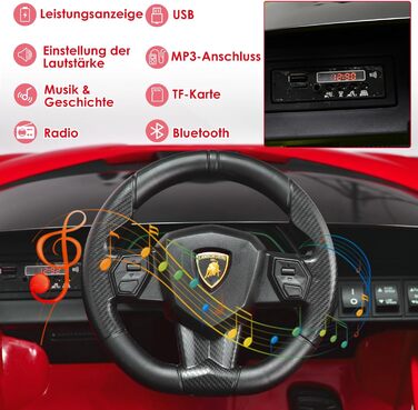 Дитячий електромобіль COSTWAY 12V Lamborghini з пультом дистанційного керування 2.4G, дитячий автомобіль 3-5 км/год з MP3, радіо,