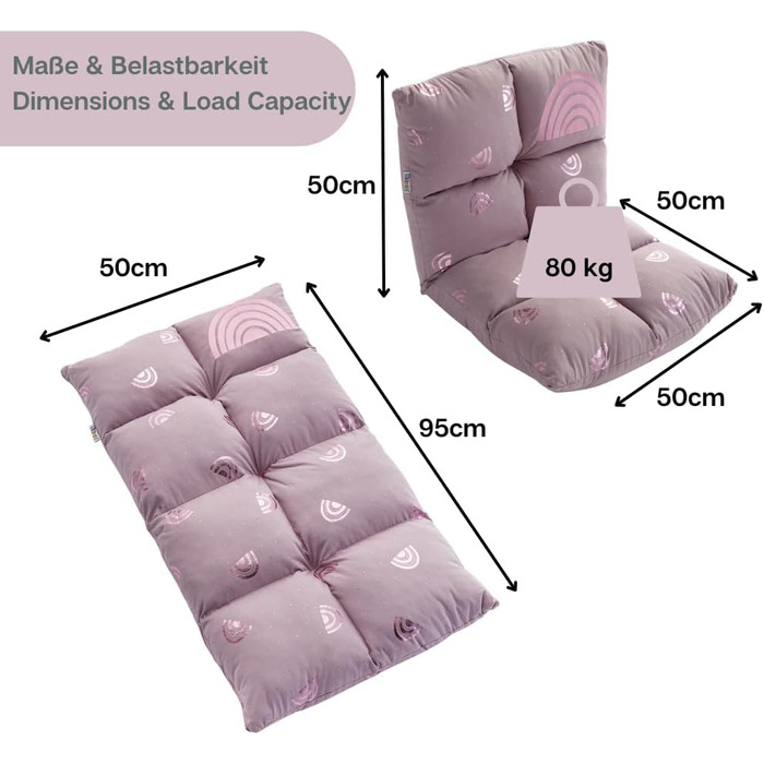 Дитяче крісло howa 2 в 1 шезлонг - спинка регулюється в 3 положеннях Rainbow 86011