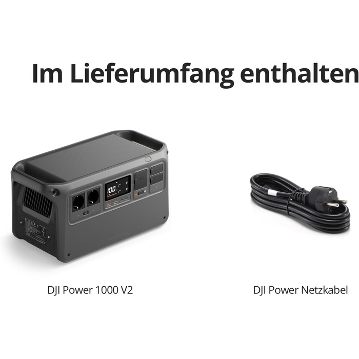 Портативна електростанція DJI Power 1000 V2 1024 Втгод, акумулятор LiFePO4, компактний розмір, швидка зарядка за 37 хвилин від 0 до 80, електрогенератор, сонячна електростанція 2600 Вт, для кемпінгу/дому/фургонів DJI Power 1000V2