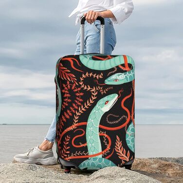 Чохол для валізи Змія та квіти - еластичний захист від подряпин та пилу, чорний, розмір 80