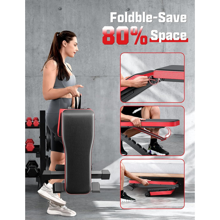 Регульована складна лава для силових тренувань, похила лава з 9-позиційною регульованою спинкою для тренування всього тіла, вантажопідйомність 300 кг, чорний колір