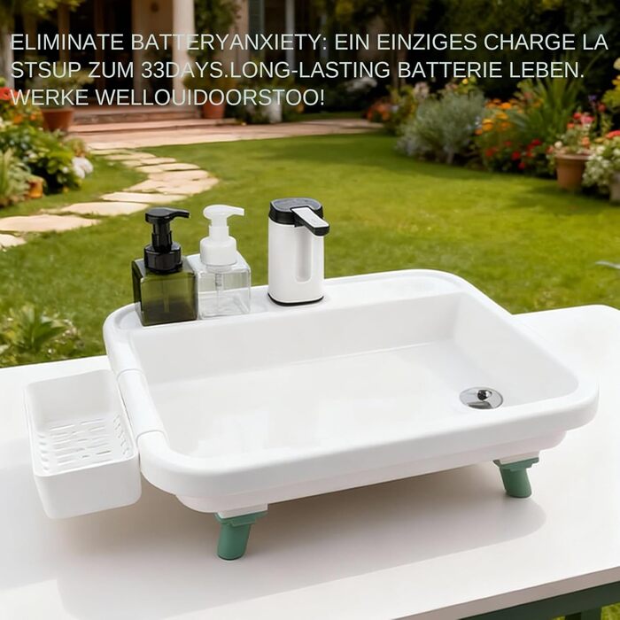 Портативна раковина для вулиці, портативна станція для миття рук, раковина з широким горлом 16,12 дюймів зі складною конструкцією, вуличні раковини, багатоцільовий умивальник із зручним аксесуаром для дорослих для садового барбекю