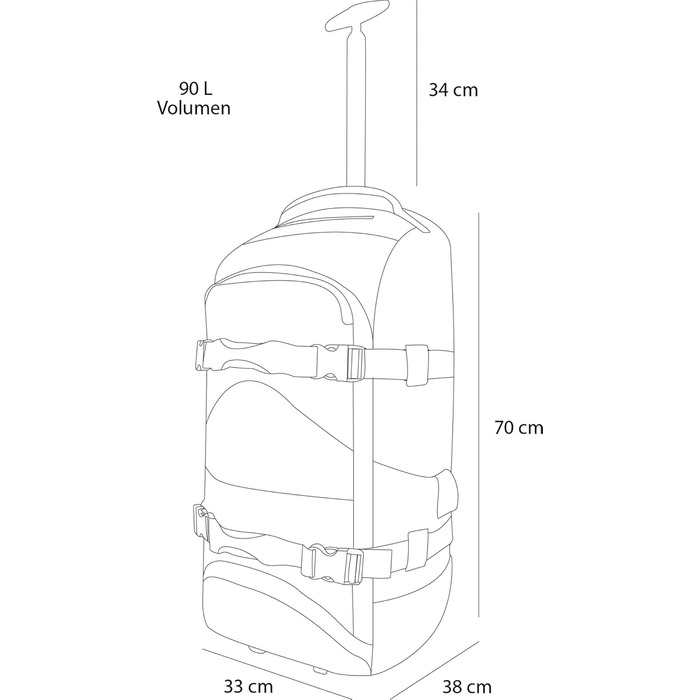 Дорожня сумка-візок normani з функцією рюкзака 90 літрів - рюкзак з фронтальним завантаженням, практичний дорожній візок та рюкзак в одному положенні з 7 відділеннями, колір сірий/бензиновий, 90 літрів