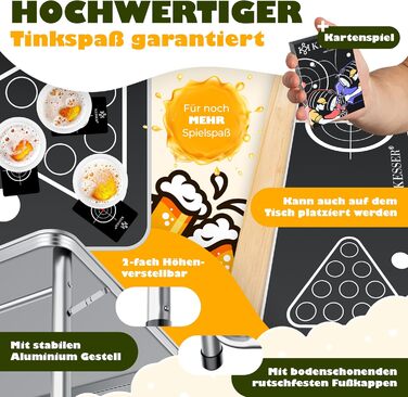 Набір столів для пивного понгу KESSER з картковою грою, питною грою - вкл. 100 стаканчиків (50 червоних та 50 синіх), 6 м&39ячів книга правил. Стіл для вечірок з регульованою висотою, складний, класичний карткова гра.