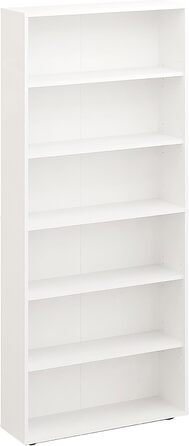 Полиця 80 см завширшки Біла - Книжкова полиця з 6 рівнями та полицями з регульованою висотою, окремостояча полиця, полиця для зберігання Книжкова полиця Lumo 80 x 180 x 24 см (Ш x В x Г) 6 рівнів (80Ш x 180В x 24Г) Біла