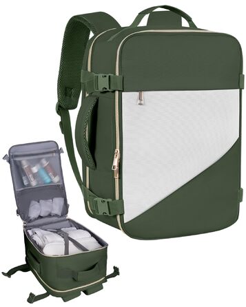 Ручна поклажа Ryanair 40x20x25, сумка для ноутбука 14 дюймів, ручна поклажа 20 л, дорожній рюкзак, бізнес, альпінізм, зелено-кремово-білий