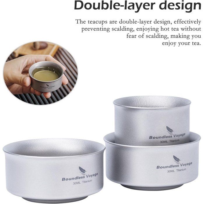 Титанова кружка Boundless Voyage з подвійними стінками, портативна, кемпінгова, легка, дорожня кружка, багаторазова, для кемпінгу, подорожей, пікніка, ti3148d, Ti3148D/EU/88