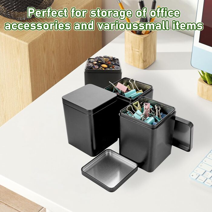 Чайні банки SHUESS, 15 шт. , для розсипного чаю, 100-250 г квадратна металева чайна банка, сірого кольору, 8x8x11 см, герметична та штабельована для зберігання розсипного чаю, кави та спецій елегантні банки для зберігання, матовий дизайн