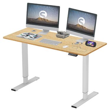Електричний стіл Soges з регулюванням висоти та функцією пам&39яті для чотирьох індивідуальних варіантів висоти, перевірено TV, міцний сталевий каркас для офісу та дому, 60 x 140 см, тик