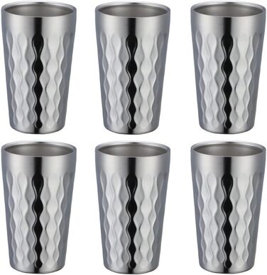 Двостінні чашки для води з нержавіючої сталі, 330 мл, штабельовані, ізольовані, для кемпінгу та використання на природі, срібні, 6 шт.