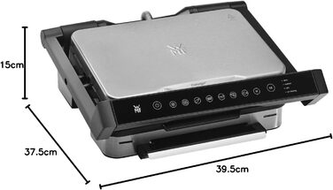 Електрогриль 2000 Вт, 6 програм, сенсорна технологія, пластини з покриттям, гриль Panini, нержавіюча сталь матова