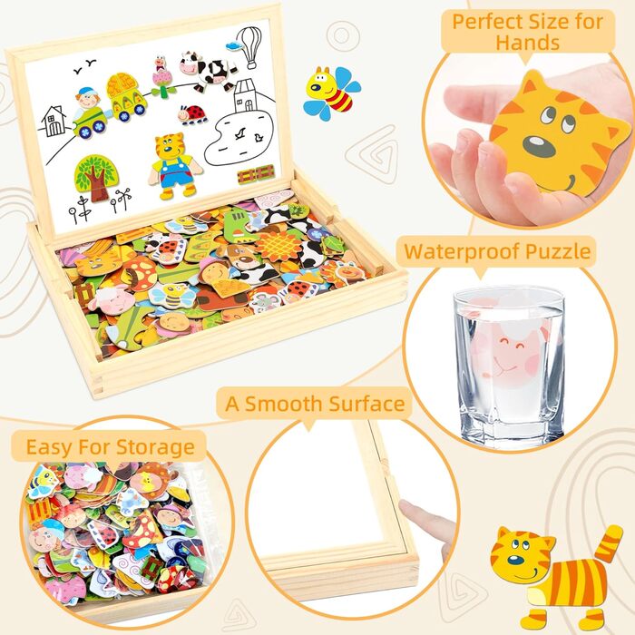 Дерев&39яна іграшка-головоломка COOLJOY, 100 шт., дерев&39яна магнітна головоломка для дівчаток, ферма, шаблони, ігри, подарунок,