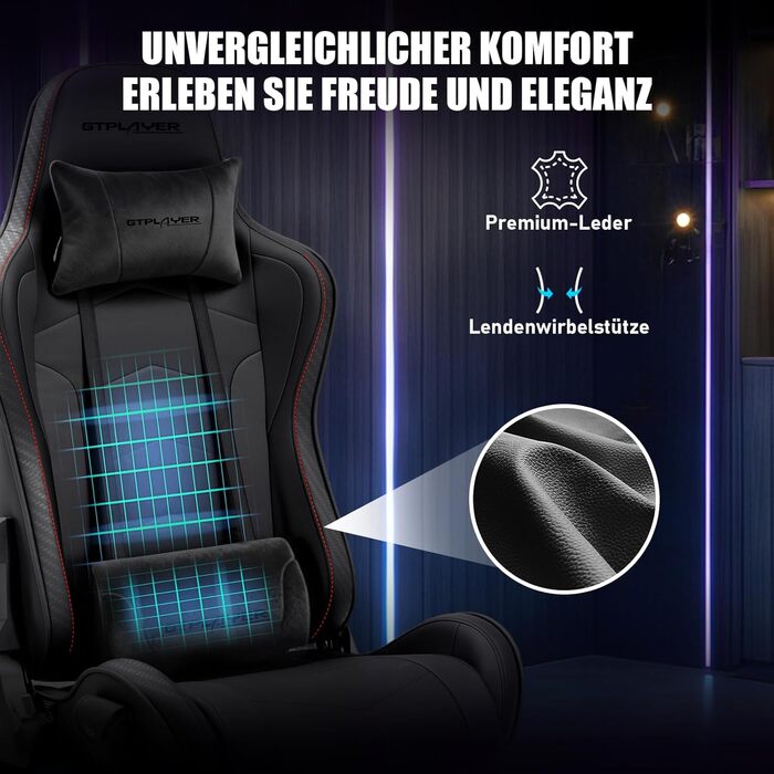 Кабіна симулятора GTPLAYER, підставка для керма для гоночного симулятора з 3D-стереодинаміками, кріпленням для монітора, регульованим кріпленням для керма, кріпленням для перемикання передач та педалями (чорна)