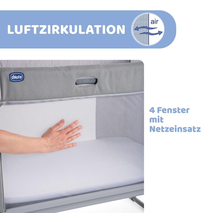 Дитяче ліжечко 3-в-1 для новонароджених, приліжкове ліжечко, яке трансформується в ліжко Монтессорі, до 4 років (22 кг), регульована висота, хороша циркуляція повітря, 4 колеса, включаючи матрац, світло-сірий колір, 2Me Forever