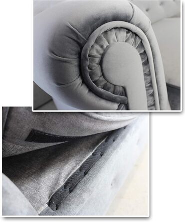 Місний диван Sofnet Chesterfield Asti, 3-місний диван, гламурний дизайн, комплект диванів, дерев&39яні ніжки, м&39який диван - вітальня, велюр (сірий (оксамит 10)), 3-