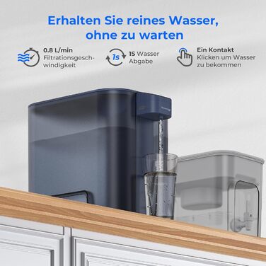 Зменшує вміст хлору, свинцю, ртуті, PFAS, PFOA/PFOS, 757 літрів, синій, 3 months filter, 6l water filter cups