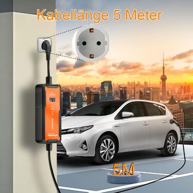 Тип 1 зарядний кабель Schuko 3,5 кВт, 5M, J1772 Портативний зарядний пристрій для електромобілів з сумкою для перенесення, регульо