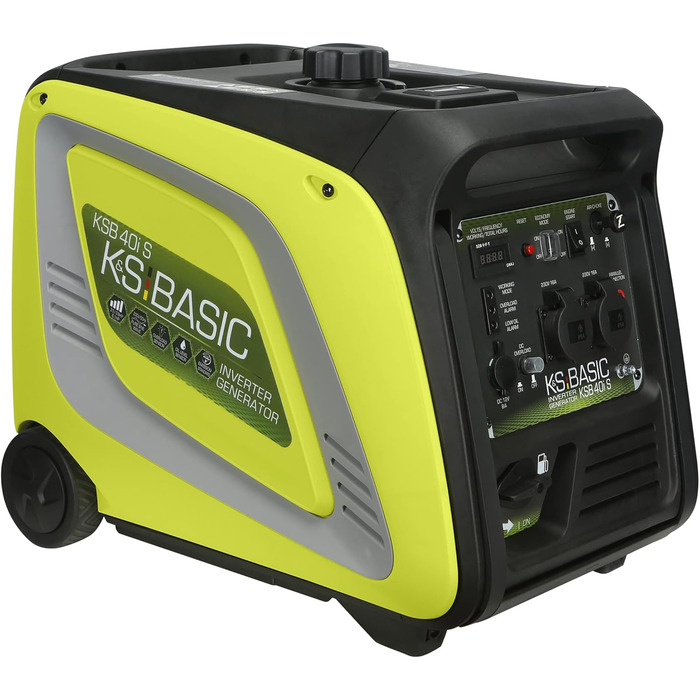 Інверторний генератор KSB 40i S, генератор потужністю 3900 Вт, електронне перетворення електричної енергії, аварійний генератор з двигуном Euro 5, 2 розетки Schuko 230 В, світлодіодний дисплей, режим ECO