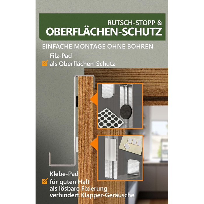 Дверні гачки 4smile - набір з 10 шт. , нержавіюча сталь - Дверні гачки для підвішування, універсальні, дверна вішалка для підвішув